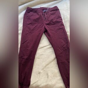 Bullhead burgundy drawstring chino joggers.
